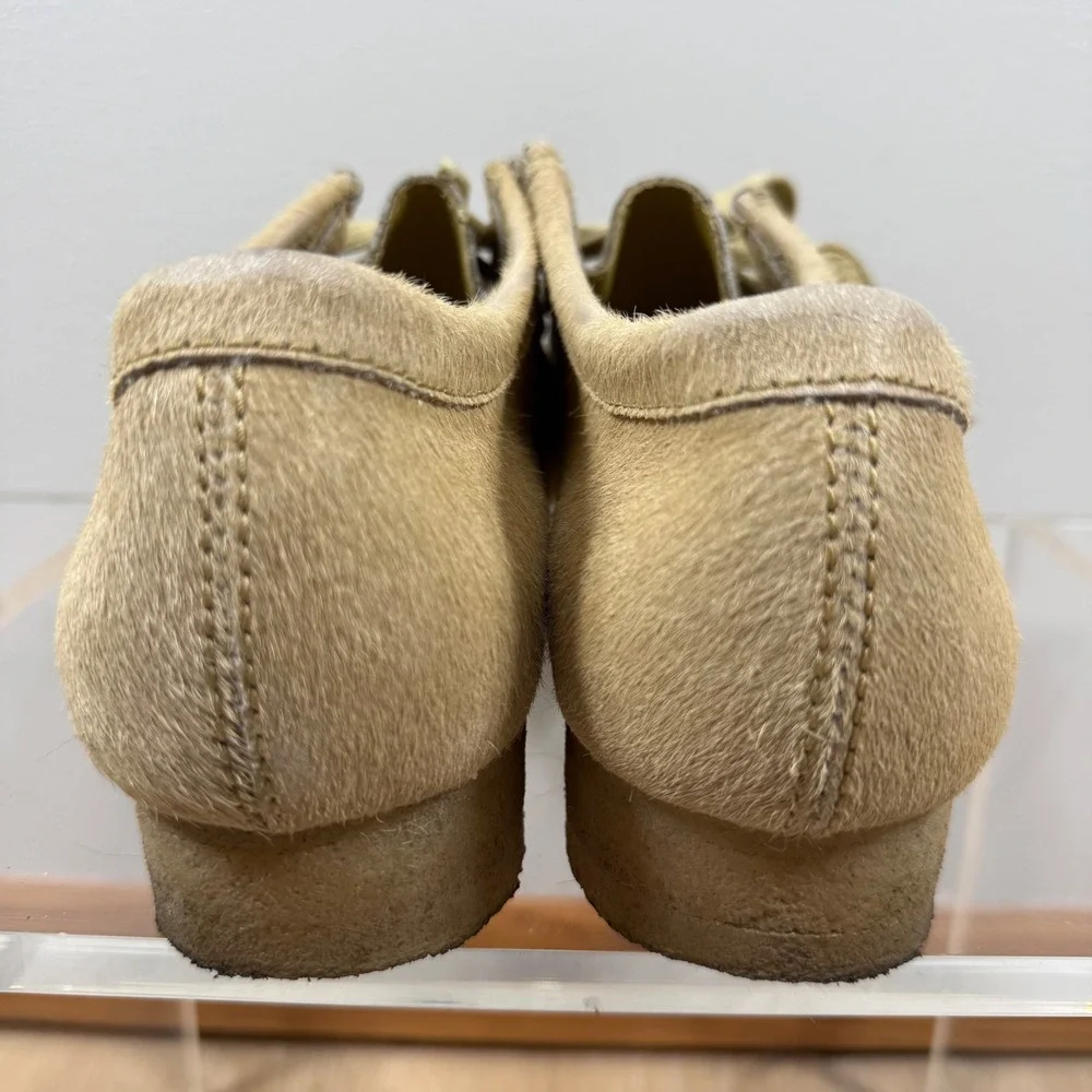Clarks Originals Real Cow Fur Wallabee Shoes Tan Size 10.5